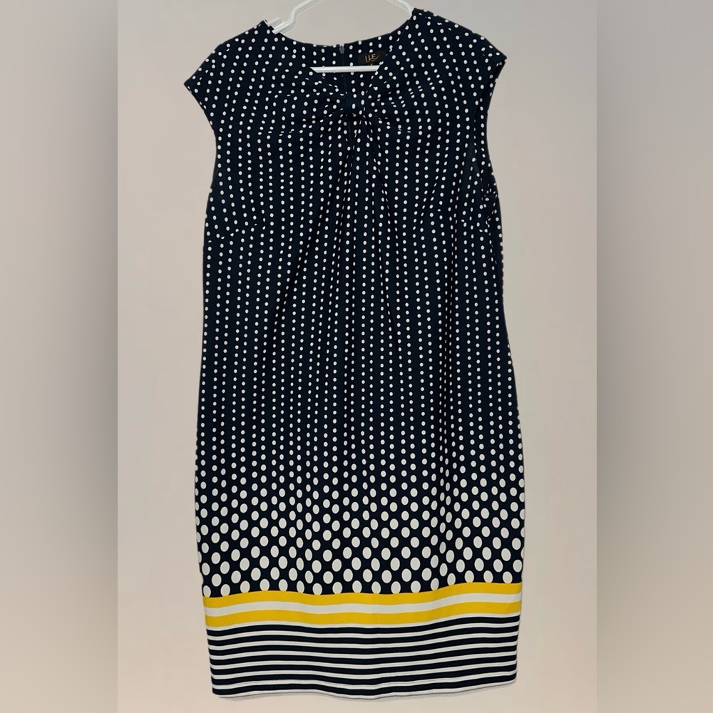 Polka Dot Dress - Navy and Yellow